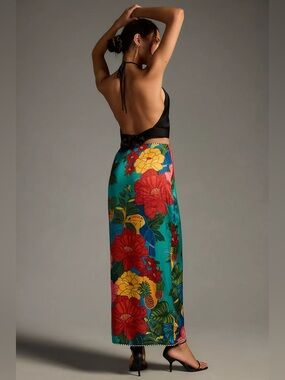 Stunning Farm Rio x Anthropologie Side Slit Floral Skirt NWT